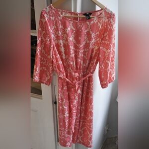 H&M pink and cream floral dress